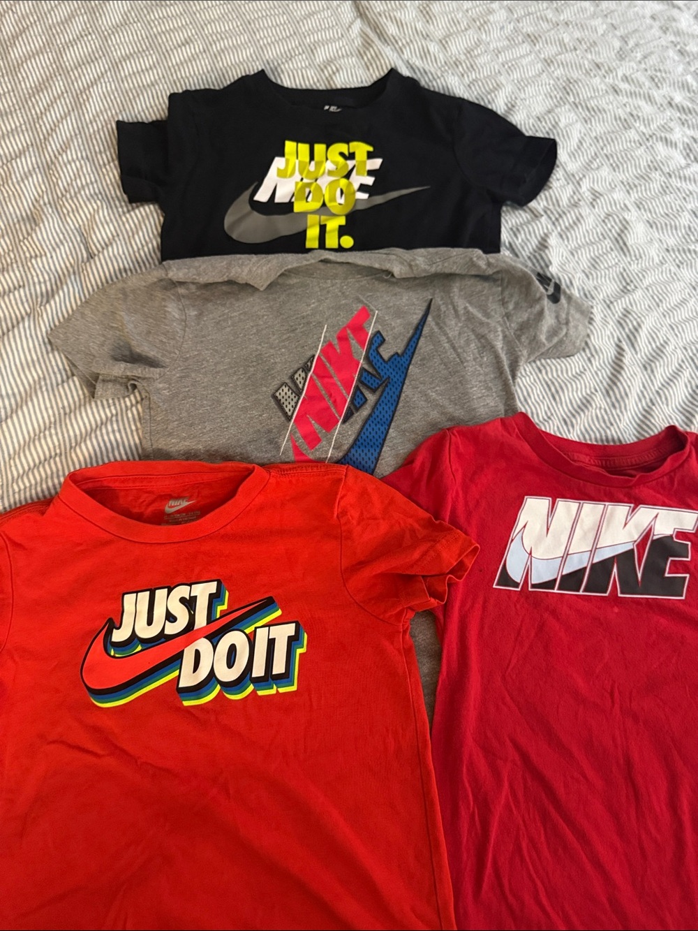 Nike Kids Short-Sleeve Logo Tees in Black, Gray, Red